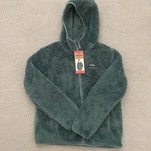 NEW Eddie Bauer Kids Youth High Pile Full Zip Jacket with Hood, Green, Med 10/12